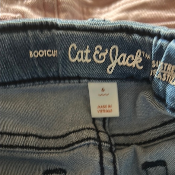 Cat and Jack bootcut stretch jeans Pink Frayed Hem Jeans and basic blue - Picture 7 of 7